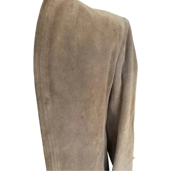 Vintage leather suede tan jordache open front blazer jacket - Picture 3 of 12